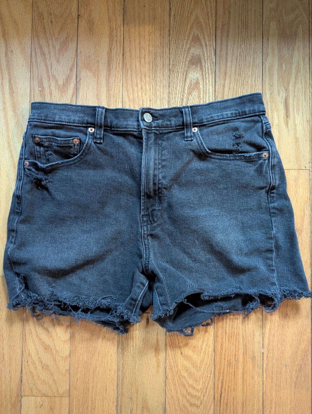 GAP Black Distressed Denim Cutoff Shorts